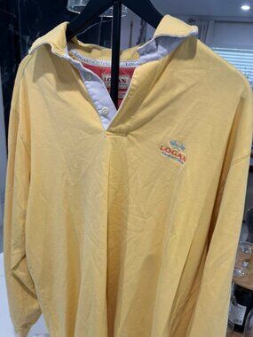 Logan Yachting Rugby Shirt Made in New Zealand Yellow Preppy Mens L